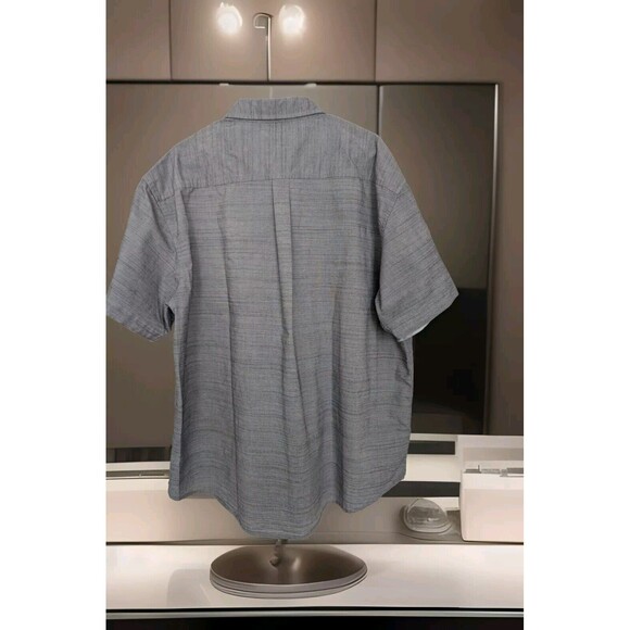 PD & Co Dark Gray Woven Button Down Shirt Mens 3XL Cotton Blend Short Sleeve - Picture 5 of 7